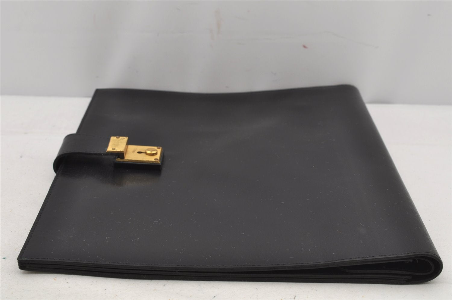 Authentic GUCCI Vintage Clutch Hand Bag Documents Case Leather Black 7408J