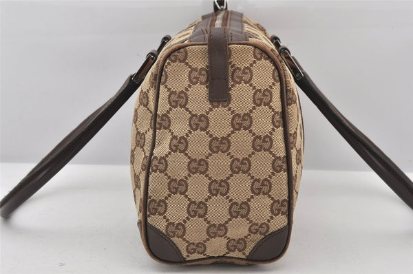 Authentic GUCCI Hand Boston Bag Purse GG Canvas Leather 30458 Brown 7408K