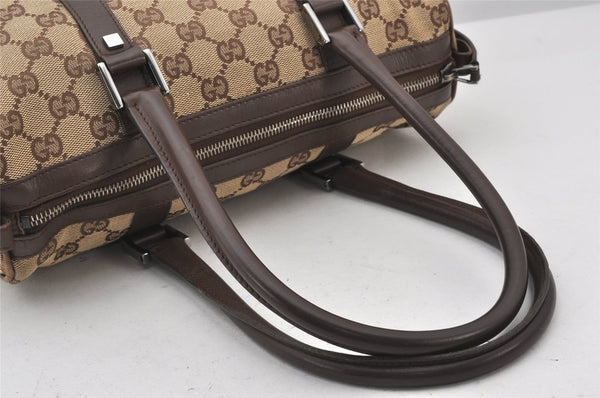 Authentic GUCCI Hand Boston Bag Purse GG Canvas Leather 30458 Brown 7408K