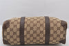 Authentic GUCCI Hand Boston Bag Purse GG Canvas Leather 30458 Brown 7408K