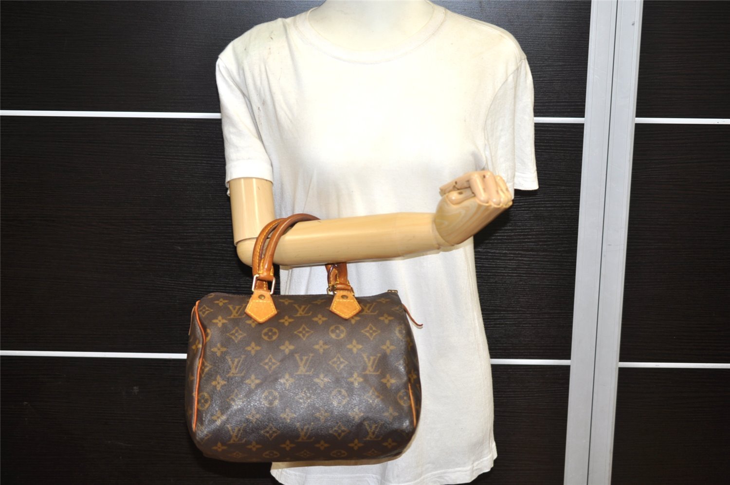 Authentic Louis Vuitton Monogram Speedy 25 Boston Hand Bag M41528 LV Junk 7409K