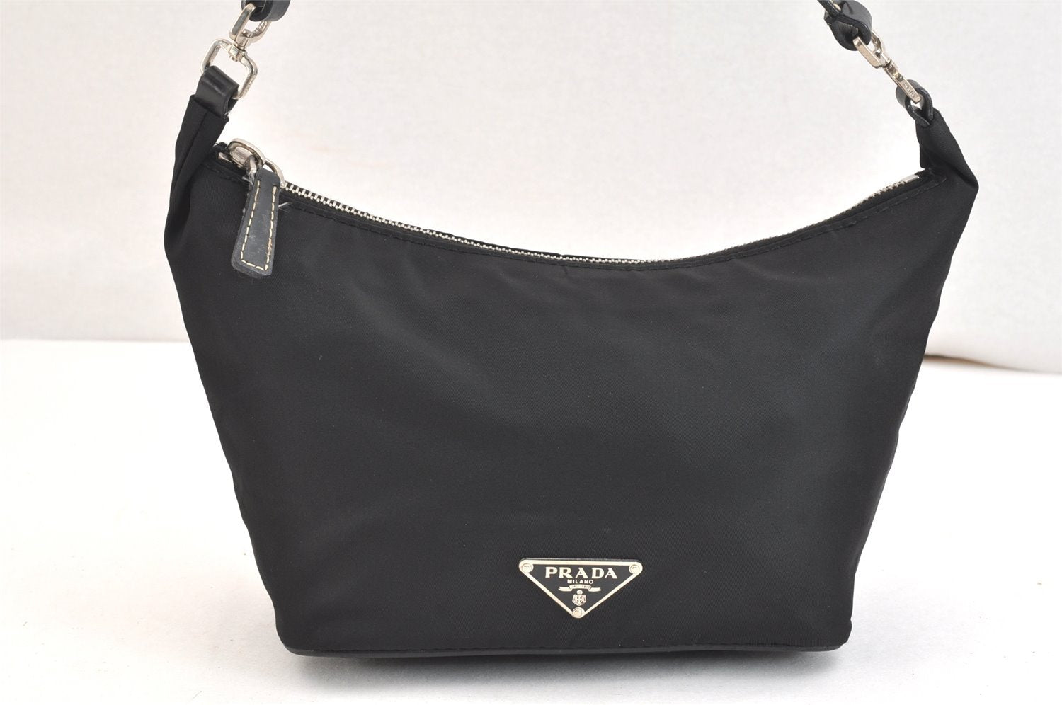 Authentic PRADA Nylon Tessuto Leather Shoulder Hand Bag Purse Black 7411K