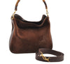Authentic GUCCI Bamboo 2way Hand Shoulder Bag Suede Leather Brown Junk 7412I