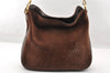 Authentic GUCCI Bamboo 2way Hand Shoulder Bag Suede Leather Brown Junk 7412I