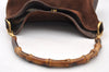 Authentic GUCCI Bamboo 2way Hand Shoulder Bag Suede Leather Brown Junk 7412I