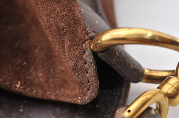 Authentic GUCCI Bamboo 2way Hand Shoulder Bag Suede Leather Brown Junk 7412I