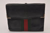 Authentic GUCCI Web Sherry Line Bifold Wallet Purse Leather Black 2Set 7413I