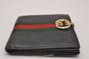 Authentic GUCCI Web Sherry Line Bifold Wallet Purse Leather Black 2Set 7413I