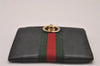 Authentic GUCCI Web Sherry Line Bifold Wallet Purse Leather Black 2Set 7413I