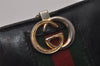 Authentic GUCCI Web Sherry Line Bifold Wallet Purse Leather Black 2Set 7413I