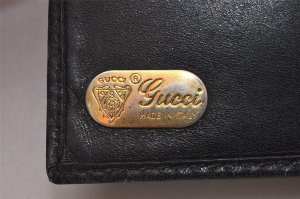 Authentic GUCCI Web Sherry Line Bifold Wallet Purse Leather Black 2Set 7413I