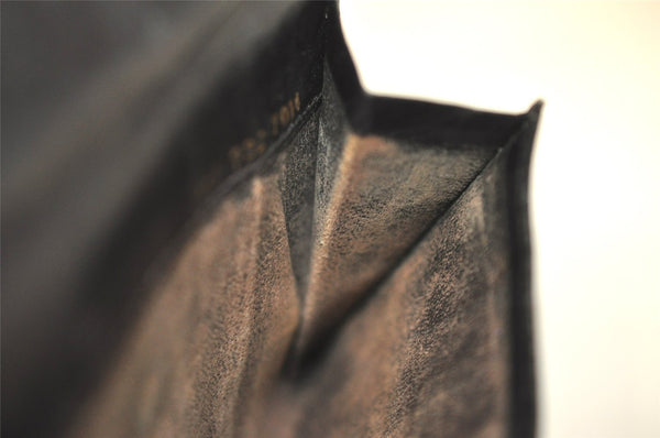 Authentic GUCCI Web Sherry Line Bifold Wallet Purse Leather Black 2Set 7413I