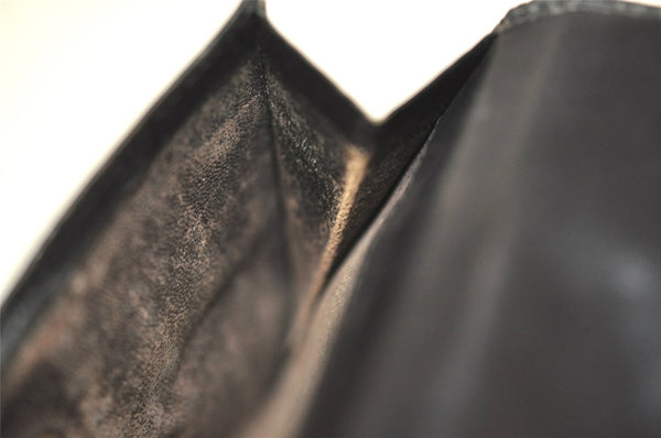 Authentic GUCCI Web Sherry Line Bifold Wallet Purse Leather Black 2Set 7413I