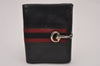 Authentic GUCCI Web Sherry Line Bifold Wallet Purse Leather Black 2Set 7413I