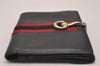 Authentic GUCCI Web Sherry Line Bifold Wallet Purse Leather Black 2Set 7413I