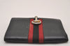 Authentic GUCCI Web Sherry Line Bifold Wallet Purse Leather Black 2Set 7413I