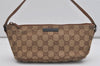 Authentic GUCCI Hand Bag Pouch Purse GG Canvas Leather 07198 Brown 7415I