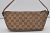 Authentic GUCCI Hand Bag Pouch Purse GG Canvas Leather 07198 Brown 7415I