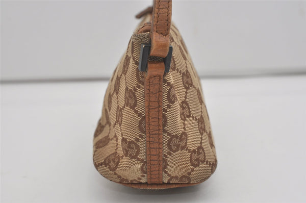 Authentic GUCCI Hand Bag Pouch Purse GG Canvas Leather 07198 Brown 7415I