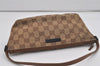Authentic GUCCI Hand Bag Pouch Purse GG Canvas Leather 07198 Brown 7415I