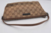 Authentic GUCCI Hand Bag Pouch Purse GG Canvas Leather 07198 Brown 7415I