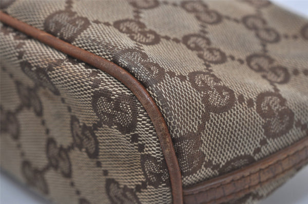 Authentic GUCCI Hand Bag Pouch Purse GG Canvas Leather 07198 Brown 7415I