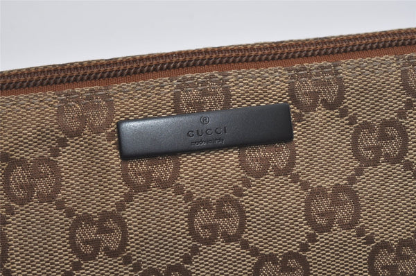 Authentic GUCCI Hand Bag Pouch Purse GG Canvas Leather 07198 Brown 7415I