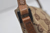 Authentic GUCCI Hand Bag Pouch Purse GG Canvas Leather 07198 Brown 7415I