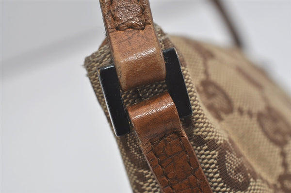 Authentic GUCCI Hand Bag Pouch Purse GG Canvas Leather 07198 Brown 7415I
