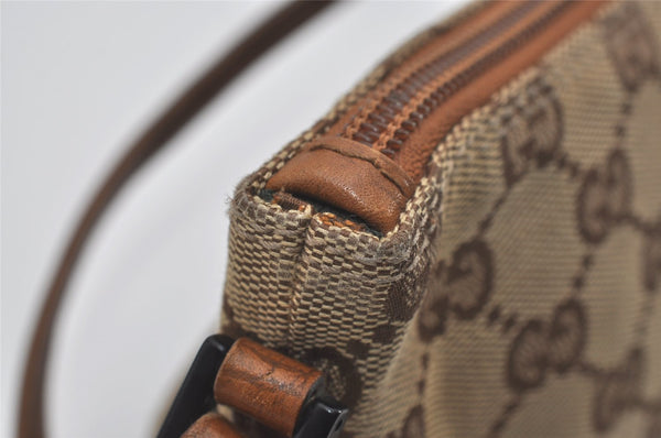 Authentic GUCCI Hand Bag Pouch Purse GG Canvas Leather 07198 Brown 7415I