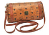 Authentic MCM Visetos Leather Vintage Shoulder Cross Body Bag Purse Brown 7415K