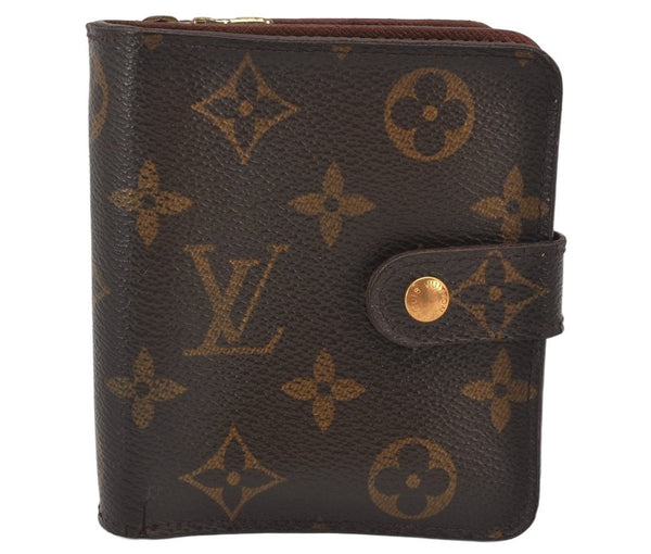 Authentic Louis Vuitton Monogram Compact Zip Bifold Wallet Purse M61667 LV 7417K