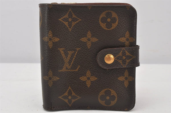 Authentic Louis Vuitton Monogram Compact Zip Bifold Wallet Purse M61667 LV 7417K