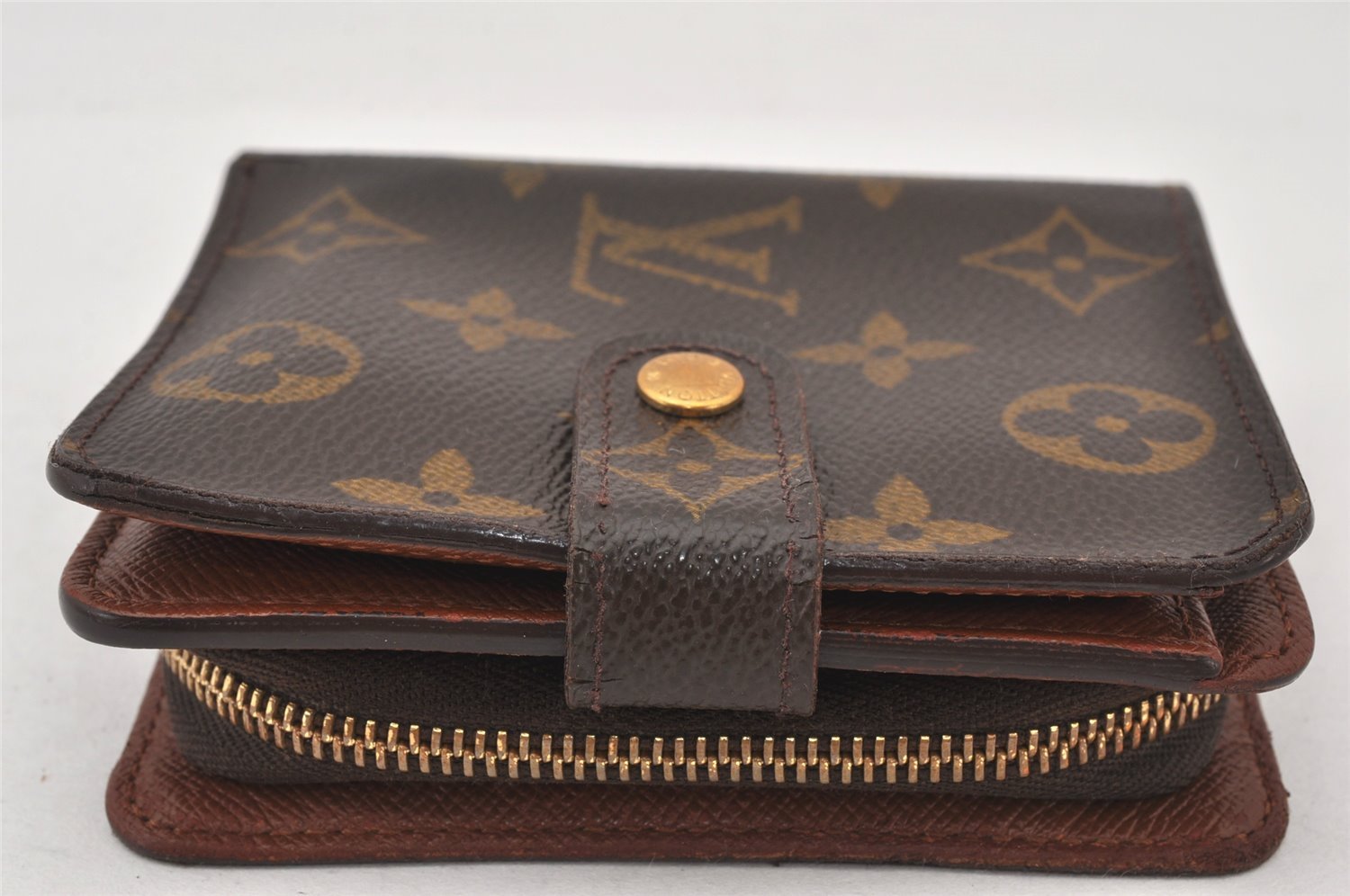 Authentic Louis Vuitton Monogram Compact Zip Bifold Wallet Purse M61667 LV 7417K