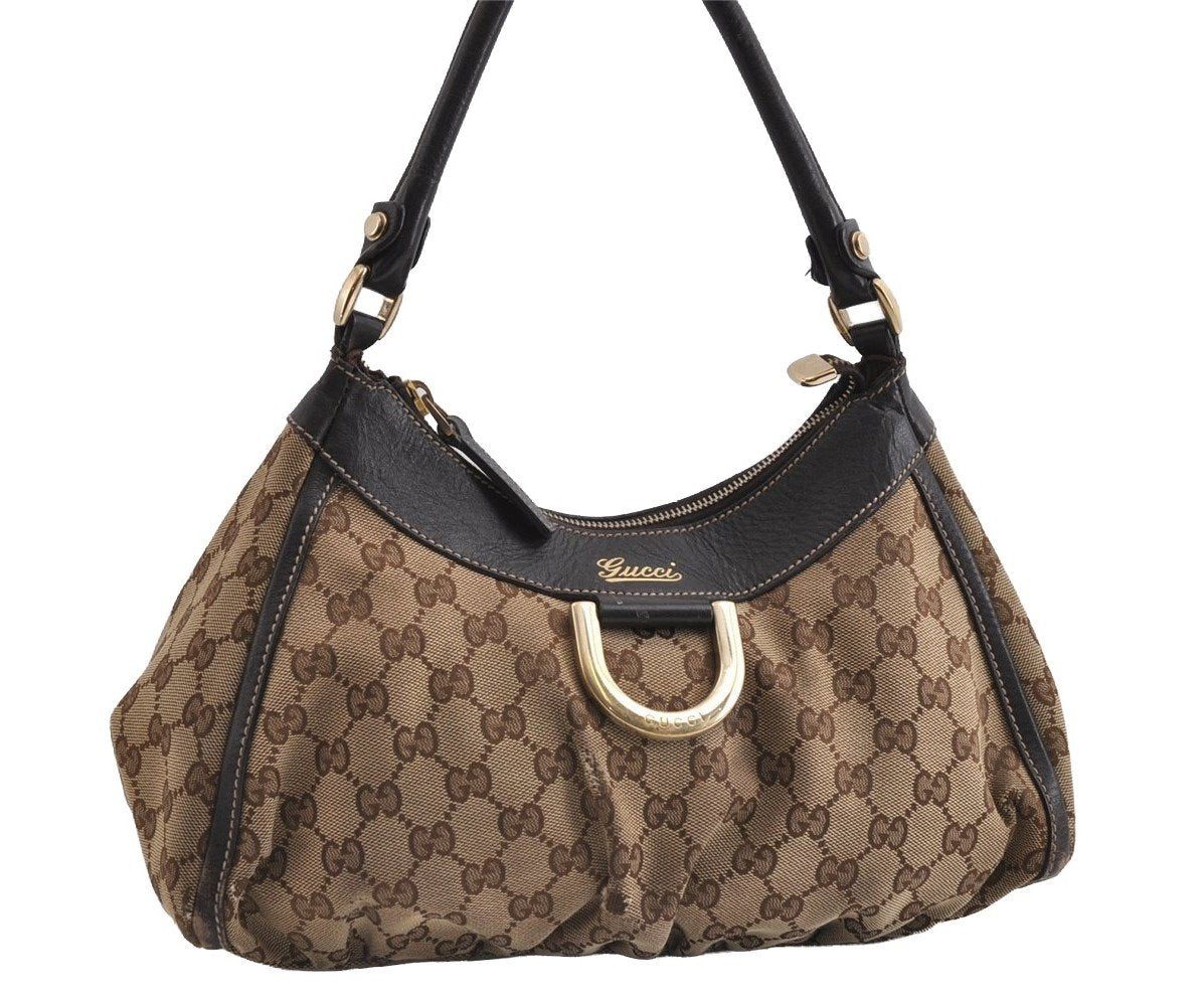 Authentic GUCCI Abbey Shoulder Hand Bag GG Canvas Leather 190525 Brown 7418I