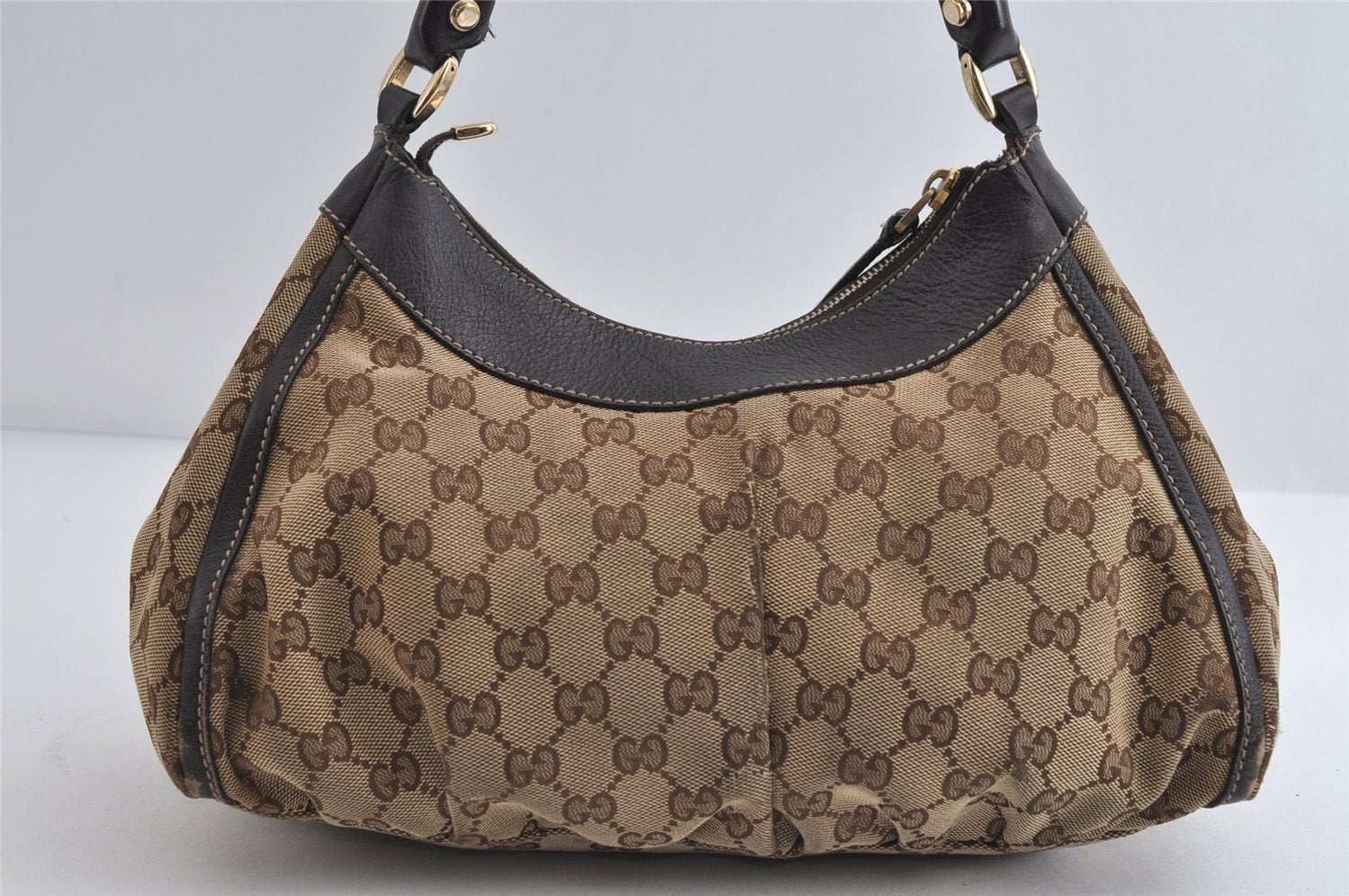 Authentic GUCCI Abbey Shoulder Hand Bag GG Canvas Leather 190525 Brown 7418I