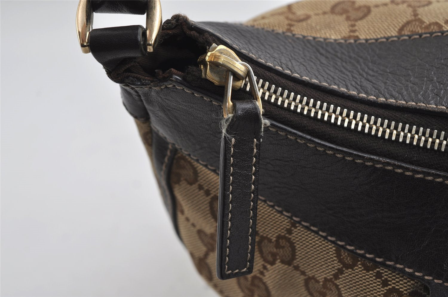 Authentic GUCCI Abbey Shoulder Hand Bag GG Canvas Leather 190525 Brown 7418I