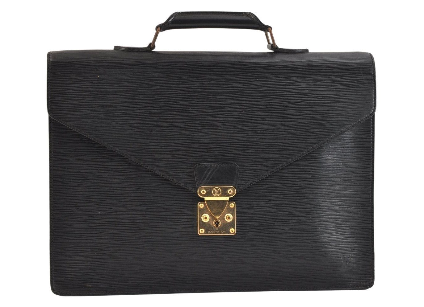 Auth Louis Vuitton Epi Serviette Ambassadeur Black Briefcase M54412 LV 7419K