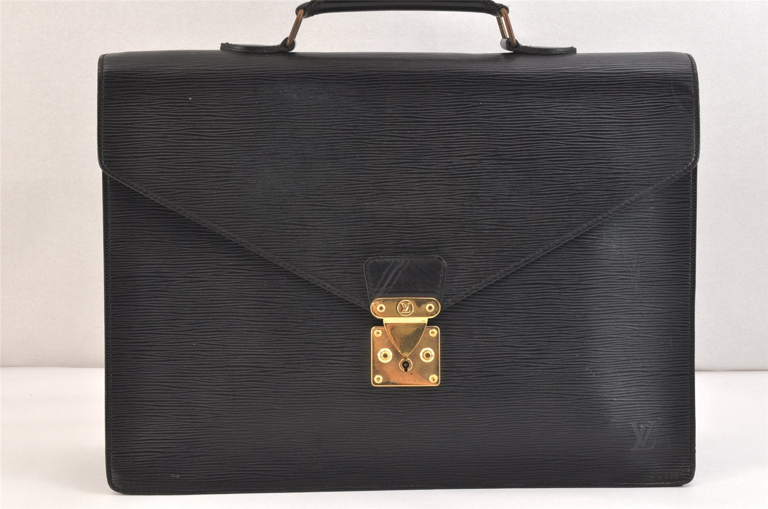 Auth Louis Vuitton Epi Serviette Ambassadeur Black Briefcase M54412 LV 7419K