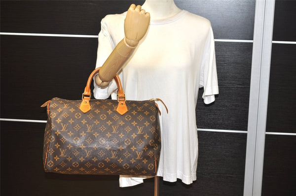 Authentic Louis Vuitton Monogram Speedy 35 Hand Boston Bag M41524 LV 7420K