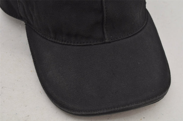 Authentic GUCCI Web Sherry Line Cap GG Canvas Leather Size L Black 7422J