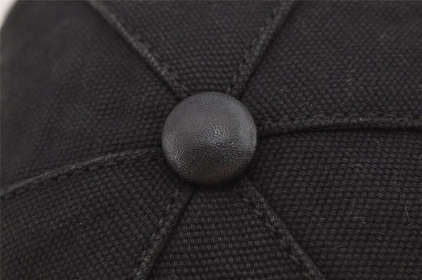 Authentic GUCCI Web Sherry Line Cap GG Canvas Leather Size L Black 7422J