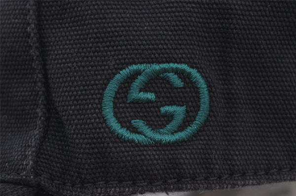 Authentic GUCCI Web Sherry Line Cap GG Canvas Leather Size L Black 7422J