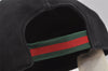Authentic GUCCI Web Sherry Line Cap GG Canvas Leather Size L Black 7422J
