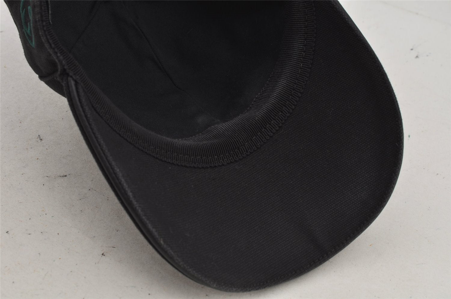 Authentic GUCCI Web Sherry Line Cap GG Canvas Leather Size L Black 7422J