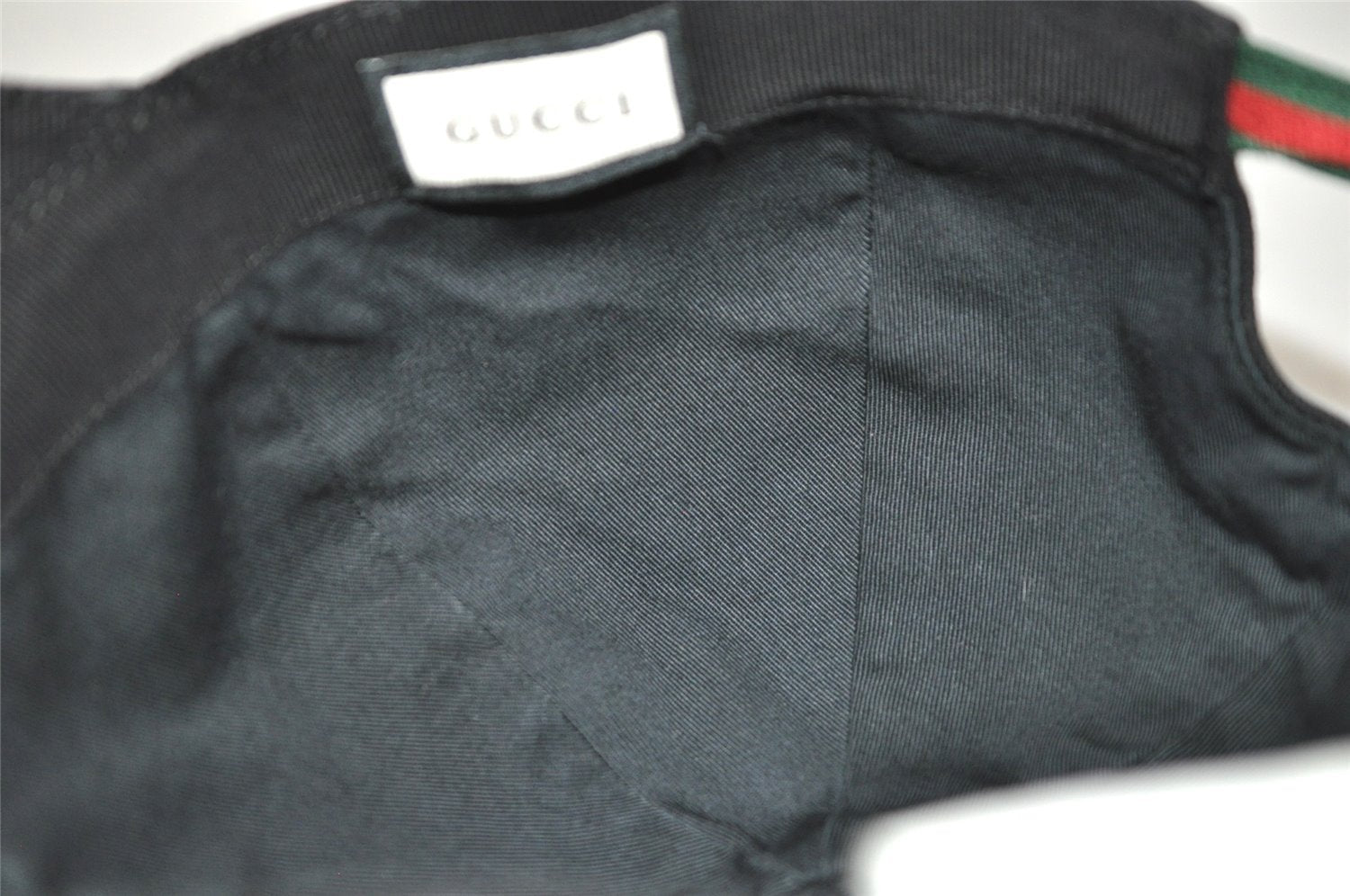 Authentic GUCCI Web Sherry Line Cap GG Canvas Leather Size L Black 7422J