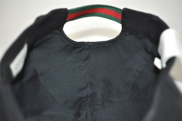 Authentic GUCCI Web Sherry Line Cap GG Canvas Leather Size L Black 7422J
