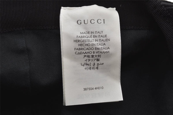 Authentic GUCCI Web Sherry Line Cap GG Canvas Leather Size L Black 7422J