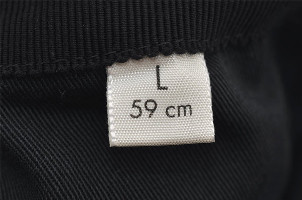 Authentic GUCCI Web Sherry Line Cap GG Canvas Leather Size L Black 7422J