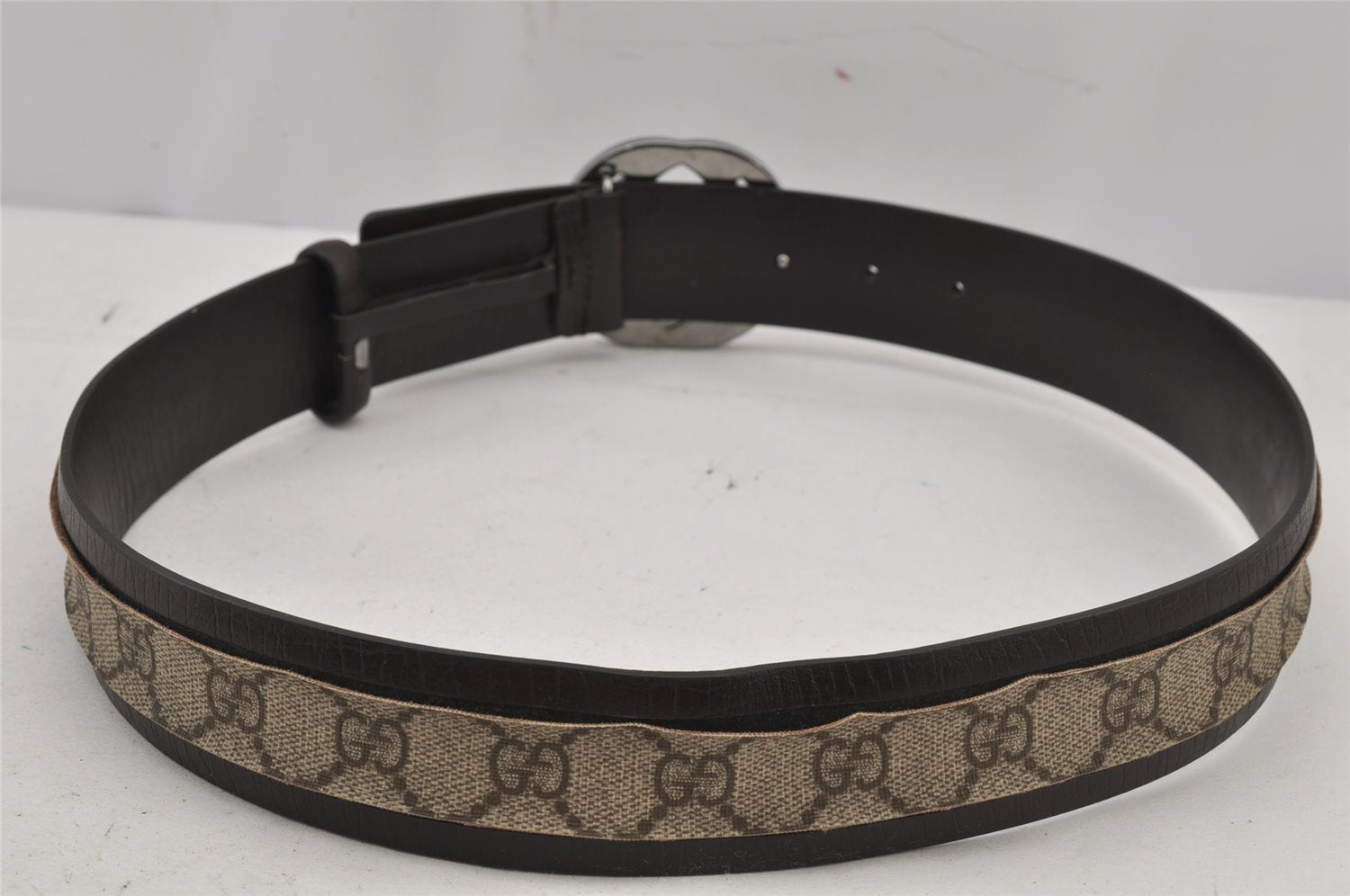 Authentic GUCCI Interlocking G Belt GG PVC Leather 80cm 31.5